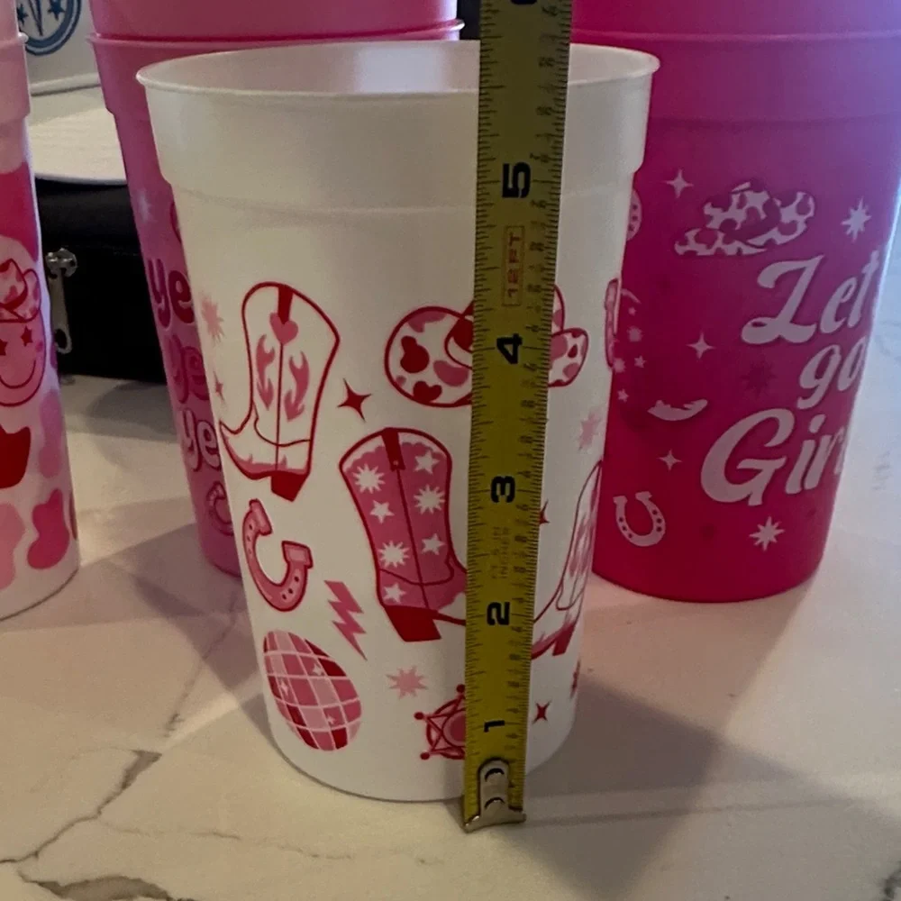 Pink and White Party Cups Set Disco Cowgirl (10 Cups Total)